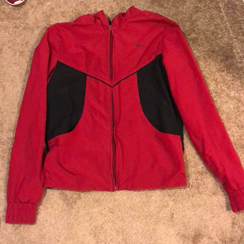 Nike red and black wind breaker